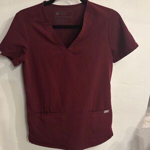 Figs Scrub Top Technical Collection XXS Burgundy